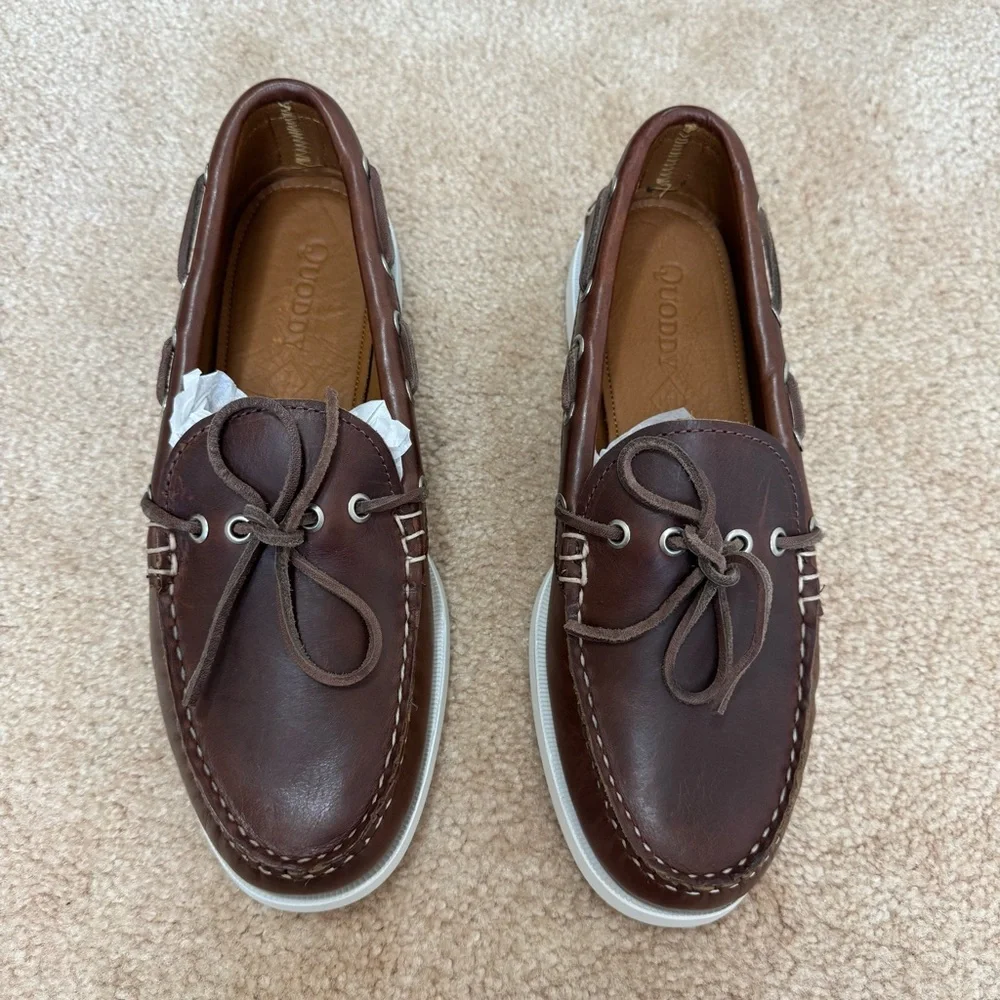 Quoddy Canoe Shoe Moc Boat Loafer Brown Leather Sz 10